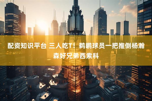 配资知识平台 三人吃T！鹈鹕球员一把推倒杨瀚森好兄弟西索科