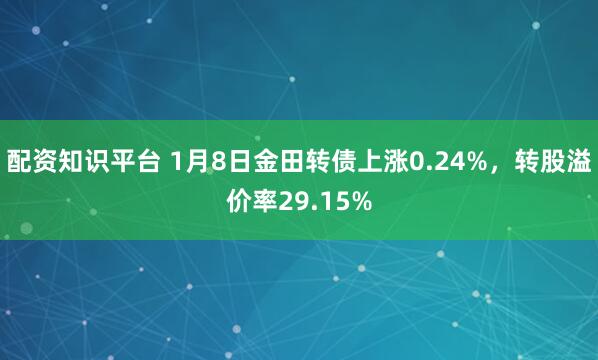 配资知识平台 1月8日金田转债上涨0.24%，转股溢价率29.15%